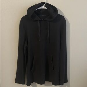 Rainforest Charcoal Gray Waffle Knit Hoodie Lightweight Kangaroo Pkt. Shirt..L